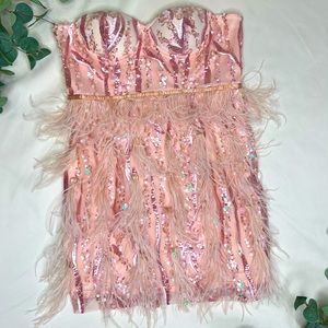 Sequin Feather Cocktail Dress